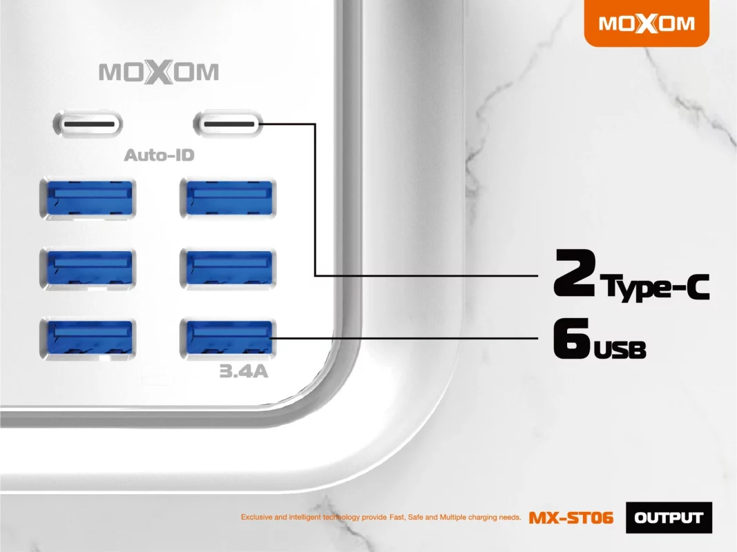 Multiprise 17W 4 prises 6 USB 3.4A MOXOM image #07